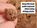  ??  ?? Keep the hook point exposed when using stringy paste.