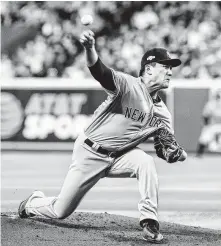  ?? Brett Coomer / Staff photograph­er ?? Yankees starter Masahiro Tanaka gave up just one hit in six scoreless innings, facing the minimum 18 batters.