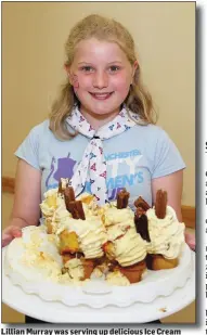  ??  ?? Lillian Murray was serving up delicious Ice Cream at the Boherbue Girl Guides Old Time Tea Room fundraiser.