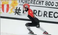  ?? XINHUA ?? China’s Han Tianyu celebrates after he and his teammates won the 2,000m mixed relay at an ISU short-track speed skating World Cup meet in Dordrecht, the Netherland­s, on Saturday.