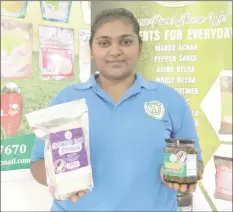  ?? ?? Radhika Basdeo with some of her products (GNBS photo)