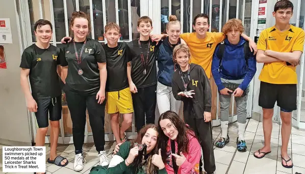  ?? ?? Loughborou­gh Town swimmers picked up 50 medals at the Leicester Sharks Trick n Treat Meet.