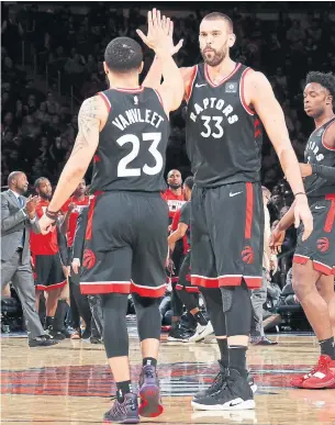  ?? NATHANIEL S. BUTLER GETTY IMAGES ?? Marc Gasol will make his home debut for Toronto on Monday as the Raptors host the Brooklyn Nets. “The energy you feel around this team is great,” he says about his new teammates.