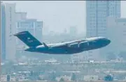  ?? AFP ?? A US Air Force aircraft takes off in Kabul.