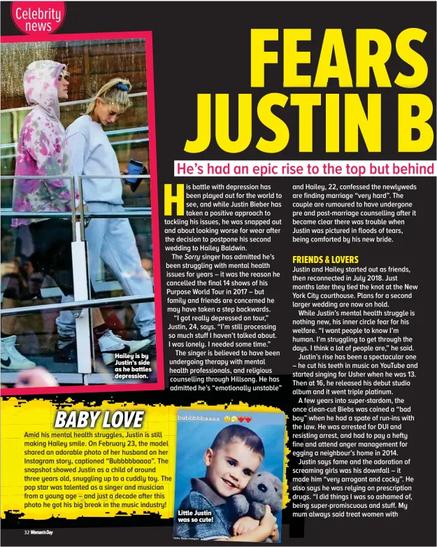  ??  ?? Hailey is by Justin’s side as he battles depression.