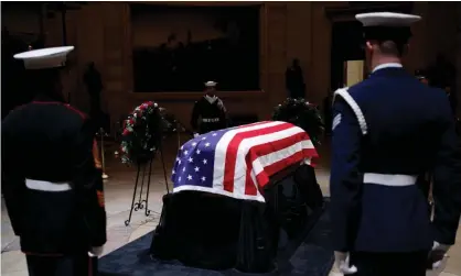  ??  ?? Former president George HW Bush lies in state in the Rotunda of the US Capitol in Washington DC. Photograph: Shawn Thew/EPA