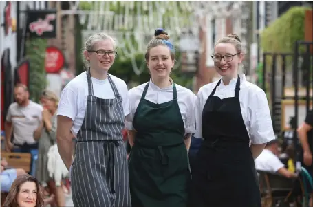  ?? Picture: Gordon Terris ?? Carol Wright, left, co-owner of The Ubiquitous Chip, and rising stars of the kitchen, from left, Jen Hinds, Sarah Hay and Rebecca Ward, who have taken on chef de partie roles in the Ashton Lane venue