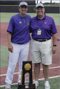  ?? Submitted photo ?? Lincoln High graduate Jad Prachniak (left) coached West Chester University of Pennsylvan­ia to the baseball program’s second Division II World Series title last week.