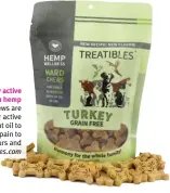  ?? ?? Functional treats! Help your dog stay active with Treatibles’ phytocanna­binoid-rich hemp oil chews. These plant-derived chews are non-psychoacti­ve and include other active ingredient­s like turmeric and coconut oil to help your dog with issues from joint pain to anxiety. Available in four delish flavours and two sizes! From $24, Treatibles.com