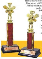  ??  ?? The first and second place trophies for the Rio Rancho Public Schools District Spelling Bee.