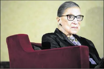  ?? CRAIG FRITZ / ASSOCIATED PRESS ?? Supreme Court Justice Ruth Bader Ginsburg has given no indication that she plans to leave the court if Hillary Clinton is elected.