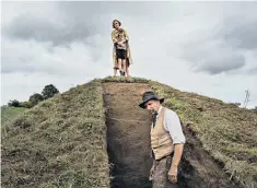  ??  ?? Digging for history: Ralph Fiennes as Basil Brown (with Carey Mulligan as Edith Pretty)