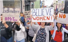  ?? DAMIAN DOVARGANES/ASSOCIATED PRESS ?? Participan­ts march against sexual assault and harassment at the MeToo March in the Hollywood section of Los Angeles Nov. 12.