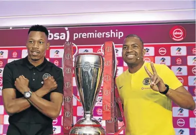  ?? / LEFTY SHIVAMBU/GALLO IMAGES ?? Orlando Pirates captain Happy Jele and Kaizer Chiefs skipper Itumeleng Khune will cross swords during the Soweto derby on Saturday.