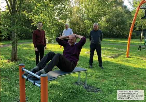  ??  ?? Councillor­s Ed Barker, Conor Wileman, Mike Metcalfe and Ray Faulkner at Newton Road Park