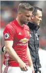  ??  ?? Luke Shaw lasted only nine minutes of United’s clash with Swansea due to ligament damage in his left foot.