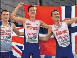  ??  ?? CAMPEÓN. O’Hare (plata), Jakob Ingebritse­n (oro) y Henrik (bronce).