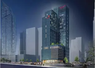  ??  ?? An artist’s impression of the Erawan Group’s Ibis and Mercure hotels to be located on Sukhumvit Soi 24 in Bangkok, which are expected to open in the fourth quarter of 2019.