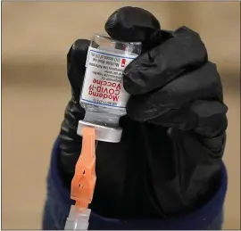  ?? GENE J. PUSKAR — THE ASSOCIATED PRESS ?? A University of Pittsburgh student loads a syringe with a dose of the Moderna COVID-19 vaccine.