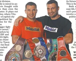  ?? BONGARTS/ GETTY IMAGES ?? Wladimir Klitschko, left, shown with brother Vitali, is an underdog Saturday.