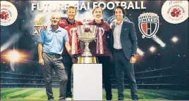  ?? ISL / SPORTZPICS ?? ISL coaches (from left) Steve Coppell of (JFC) Teddy Sheringham (ATK), Miguel Portugal (Dynamos) and Joad de Deus (North East) will test their football philosophy.