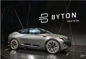  ?? MANDEL NGAN/AFP ?? The Byton connected car is seen during its launch at CES 2018 in Las Vegas on Sunday.