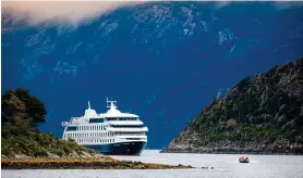  ??  ?? Sail away: Stella Australis cruise ship in the Beagle Channel, Patagonia