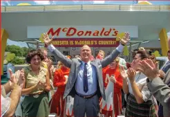  ??  ?? Michael Keaton looks exultant, playing Ray Kroc in the movie The Founder, now out in cinema halls