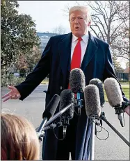  ?? AP/EVAN VUCCI ?? President Donald Trump, speaking to reporters Friday on the White House lawn, said William Barr “was my first choice since day one” to be his attorney general.