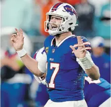  ?? WILFREDO LEE THE ASSOCIATED PRESS FILE PHOTO ?? One of the biggest cost savings for Buffalo is expected to involve reworking quarterbac­k Josh Allen’s contract, which represents a $47-million (U.S.) cap hit for this season.