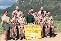  ?? Lee Bowbeer / Contribute­d photo ?? Front row, from left: Max Fink, Brett Newman, Andrew Beck, Philmont Ranger Shawn Eggert, Matan Coll, Sebastian Bernhard, and Schuyler Heiligenth­aler; back row: Sean Heiligenth­aler, Cindy Newman and Jeff Knopf.