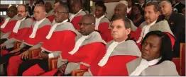  ?? Photo: Nampa ?? Hands off… Judges attend the swearing in of Elton Hoff as Judge of Appeal of the Supreme Court by Chief Justice Peter Shivute.