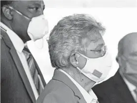  ?? MICKEY WELSH/THE MONTGOMERY ADVERTISER ?? Alabama Gov. Kay Ivey, a Republican, urges residents last week to wear masks and take social distancing precaution­s to combat the coronaviru­s.