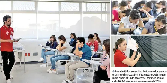  ?? FOTOS: MILENIO ?? Los admitidos serán distribuid­os en dos grupos: el primero ingresará en el calendario 2018-B que inicia clases el 13 de agosto y el segundo para el ciclo 2019-A que arrancará en enero de 2019