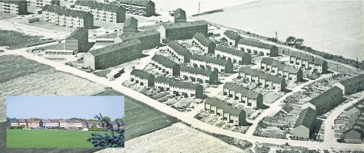  ??  ?? Diese Aufnahme aus dem Jahr 1966 zeigt die Anfänge der Wartsbergs­iedlung. Sie wurde eigens für die Bergleute und ihre Familien gebaut, die am neuen Standort der Zeche Niederberg beschäftig­t waren. Das kleine Foto zeigt Siedlung heute.