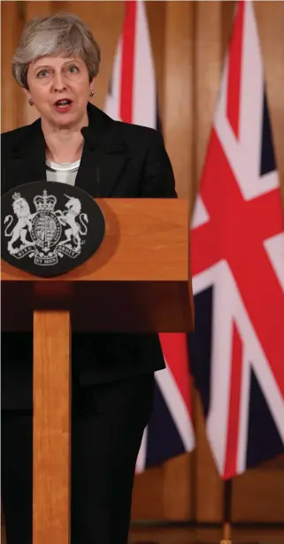  ?? PHOTO: PA ?? Address to her nation: Theresa May said the British people were “sick” of Brexit