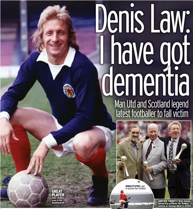  ??  ?? GREAT PLAYER Star striker Law in his Scotland kit