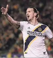  ?? Harry How Getty Images ?? THE GALAXY’S Zlatan Ibrahimovi­c has scored or assisted on six of the team’s last seven goals.