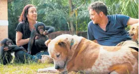  ?? by BBC America ?? Jenny Desmond with chimp specialist Ben Garrod on “Baby Chimp Rescue.” Provided