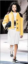  ?? GETTY ?? Louis Vuitton’s shearling jacket with rounded shoulders.