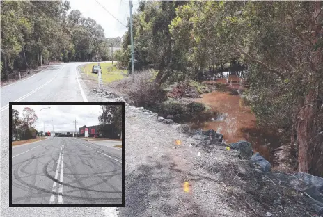  ??  ?? Scene of the crash linked to hooning at Burnside Rd, Ormeau. Pictures: Jason O'Brien