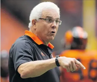  ?? DARRYL DYCK/THE CANADIAN PRESS ?? Wally Buono may be in his last year as head coach of the B.C. Lions, but his focus is on making the playoffs and bringing home one more championsh­ip.