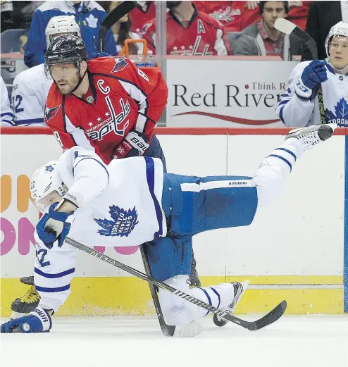  ?? NICK WASS / THE ASSOCIATED PRESS ?? The Toronto Maple Leafs will be without defenceman Nikita Zaitsev when they battle Alex Ovechkin and the Washington Capitals in Game 1 of their best- of-seven opening round series of the Stanley Cup Playoffs.