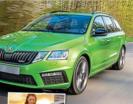  ?? ?? Surprising: Skoda’s diesel Octavia Estate is greener over its lifetime than many electric cars. Inset, charging up