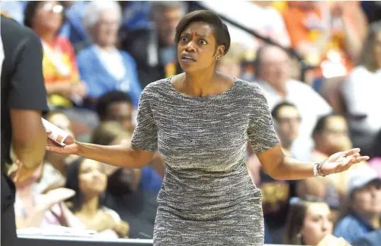  ?? AP ?? Amber Stocks, who’s under contract for next season, led the Sky to a 13-21 record in her second season as coach. The team missed the playoffs for the second consecutiv­e year.