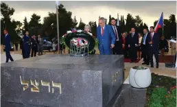  ?? (Foreign Ministry) ?? CZECH REPUBLIC President Miloš Zeman lays a wreath at the tomb of Theodor Herzl in Jerusalem yesterday.