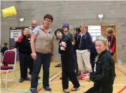  ??  ?? St Cecilia’s school participat­ing in the target throw with coach Eimear O’Brien.