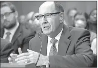  ?? AP/PABLO MARTINEZ MONSIVAIS ?? Retired Air Force Gen. Robert Kehler, the former commander of the U.S. Strategic Command, testifies Tuesday at a Senate Foreign Relations Committee hearing in Washington.