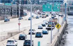  ?? MATT ROURKE/AP ?? Traffic moves Monday on I-76 in Philadelph­ia. Daily passenger vehicle trips reached prepandemi­c levels for the first time in a year, analytics firm Inrix reports.