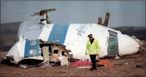  ??  ?? Wrecked: Remains of Pan Am 103 which exploded killing 270 people